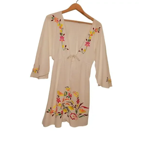 Debbie Katz South Beach swimsuit coverup white embroidered size Small - Picture 1 of 8